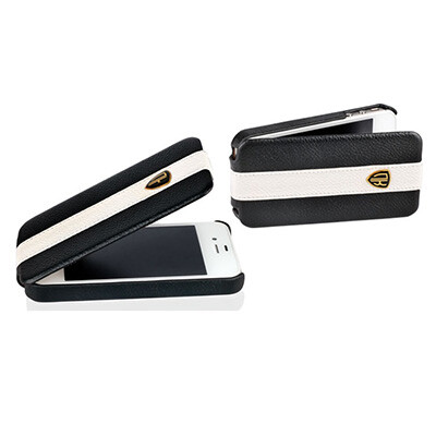 Кожаный чехол Nuoku Flip Series Black/White для Apple iPhone 4/4S(3)