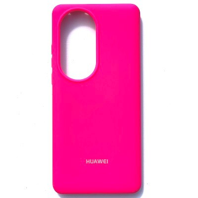 Силиконовый чехол с микрофиброй Silicone Case ярко-розовый для Huawei P50 Pro(1)