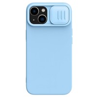 Силиконовая накладка с пластиной Magsafe Nillkin CamShield Silky Magnetic Silicone Case Голубая для Apple iPhone 14