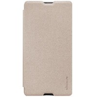 Полиуретановый чехол Nillkin Sparkle Leather Case Gold для Sony Xperia M5