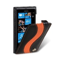 Кожаный чехол книга Melkco Leather Case Black/Orange LC для Nokia Lumia 800