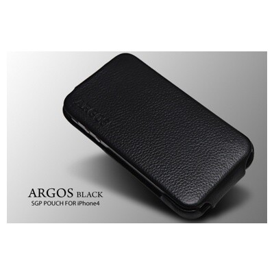 Кожаный чехол книга SGP Leather Case Argos черный для Apple iPhone 4/4S(2)