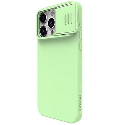 Силиконовая накладка с пластиной Magsafe Nillkin CamShield Silky Magnetic Silicone Case Зеленая для Apple iPhone 15 Pro Max(3)