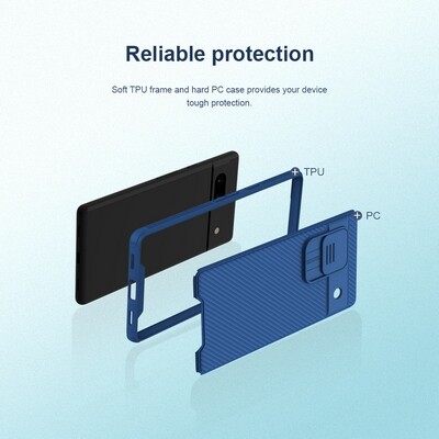 Чехол-накладка Nillkin CamShield Pro Синяя для Google Pixel 7a(3)