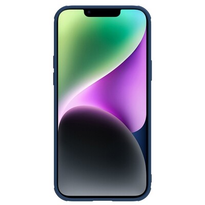 Силиконовая накладка c пластиной MagSafe Nillkin CamShield Leather Case S Синяя для Apple iPhone 14 Plus(2)