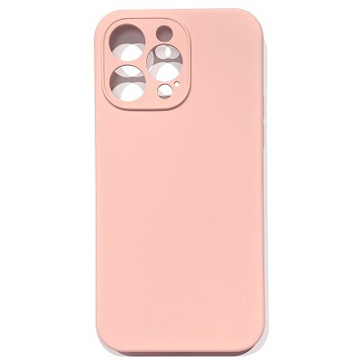 Силиконовый чехол Silicone Case с закрытым низом и защитой камеры светло-розовый для Apple iPhone 14 Pro(1)