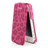 Кожаный чехол Nuoku Leopard Series Case Pink для Apple iPhone 4/4S