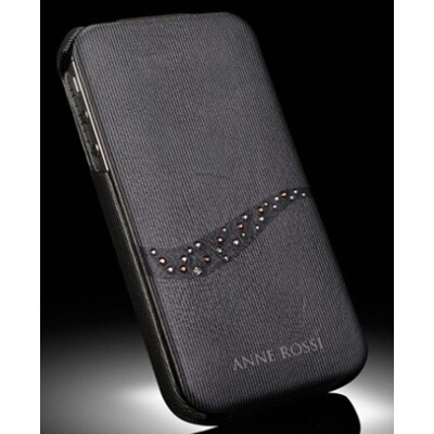 Кожаный чехол книга SGP Anne Rossi Leather Case Black для Apple iPhone 4/4S(2)