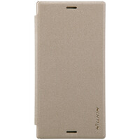 Полиуретановый чехол книга Nillkin Sparkle Leather Case Gold для Sony Xperia X Compact