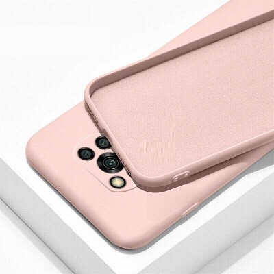 Силиконовый чехол Silicone Case с защитой камеры светло-розовый для Xiaomi Poco X3/ Poco X3 Pro(1)