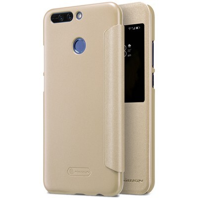 Полиуретановый чехол книга Nillkin Sparkle Leather Case Gold для Huawei Honor 8 Pro\ Honor V9(3)