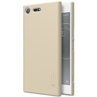Пластиковый чехол с пленкой Nillkin Super Frosted Shield Gold для Sony Xperia XZ Premium(3)