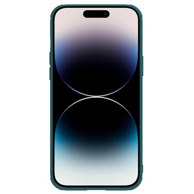 Силиконовая накладка c пластиной MagSafe Nillkin CamShield Leather Case S Зеленая для Apple iPhone 14 Pro Max(2)