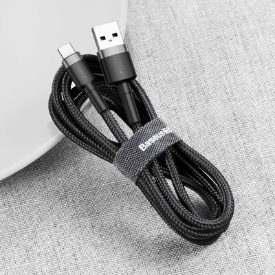 Кабель Baseus Cafule Cable CATKLF-BG1 USB For Type-C 3A 1M черный(4)
