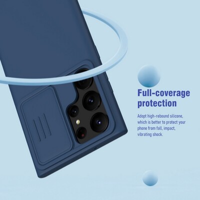 Силиконовая накладка Nillkin CamShield Silky Silicone Case Синяя для Samsung Galaxy S23 Ultra(7)