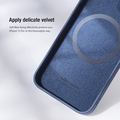 Силиконовая накладка с пластиной Magsafe Nillkin CamShield Silky Magnetic Silicone Case Зеленая для Apple iPhone 15 Pro Max(7)
