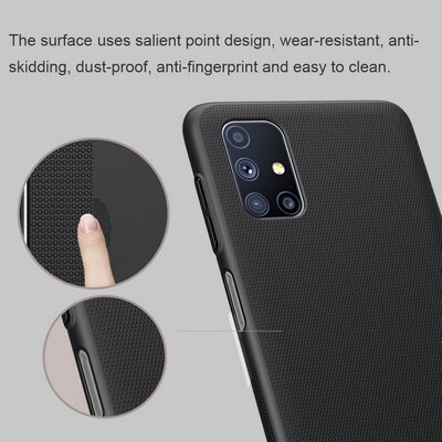 Пластиковый чехол с подставкой Nillkin Super Frosted Shield Синий для Samsung Galaxy M51(4)
