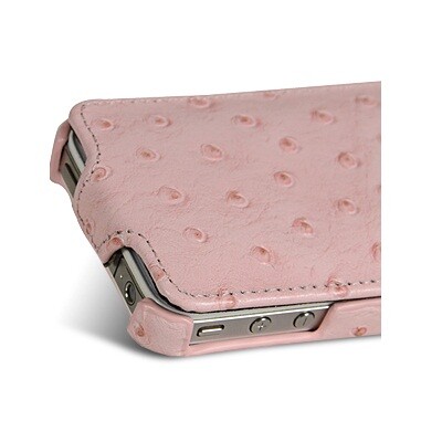 Кожаный чехол книга Melkco Leather Case (Ostrich Pattern — Pink) для Apple iPhone 4/4S(4)